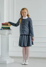 Юбка детская школьная  серая с кружевом Dress Code — фото 5