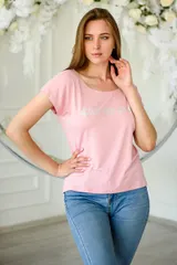 Футболка женская из вискозы Лирика нежно-розовый Call me angel — фото 1