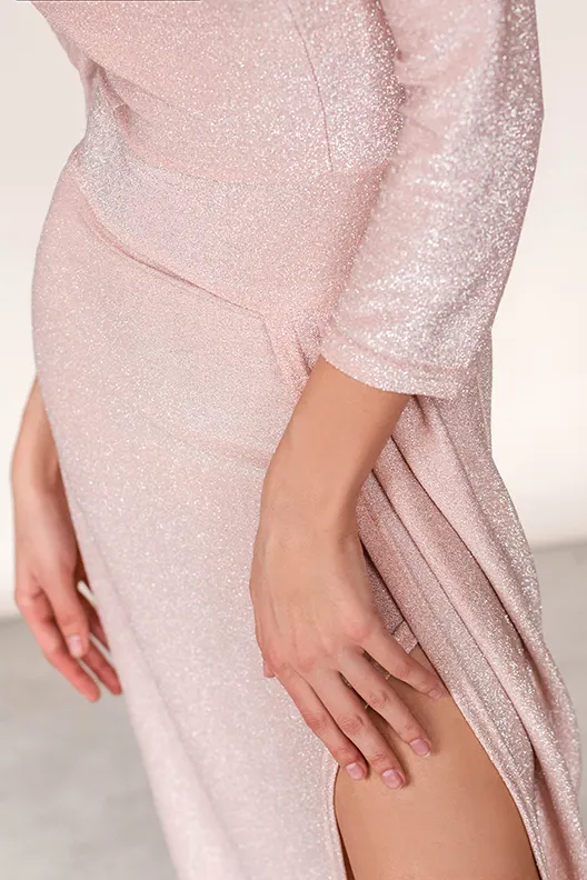 Платье макси с открытыми плечами Lurex