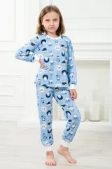 Пижама детская из джемпера и брюк из кулирки Кошки — фото 1