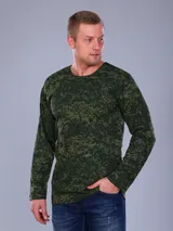 Футболка мужская длинный рукав из кулирки цифра зеленый макс — фото 1