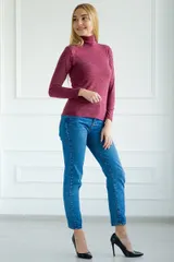 Водолазка женская из ангоры однотонной Беатрисса бордо — фото 5