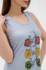 Ночная сорочка из кулирки Fruits&bikes клетка синяя — фото 3