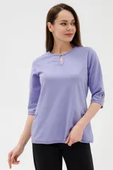 Кофта женская из коттон фита Анфиса сирень макси — фото 5