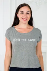 Футболка женская из вискозы Лирика серый меланж Call me angel — фото 3