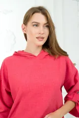 Костюм женский из джемпера и брюк палаццо из льна тайвань Стелла коралловый — фото 5
