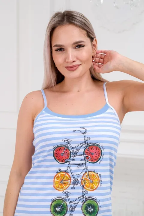 Сорочка женская на бретелях Fruits&bikes голубой