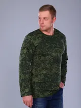 Футболка мужская длинный рукав из кулирки цифра зеленый — фото 5