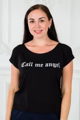 Футболка женская из вискозы Лирика чёрный Call me angel — фото 3