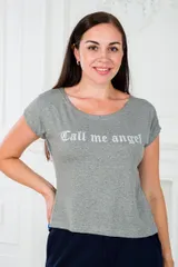 Футболка женская из вискозы Лирика серый меланж Call me angel — фото 5