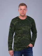 Футболка мужская длинный рукав из кулирки цифра зеленый макс — фото 4