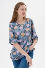 Туника женская из кулирки Полина астра макси — фото 5