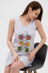 Ночная сорочка из кулирки Fruits&bikes клетка серая — фото 2