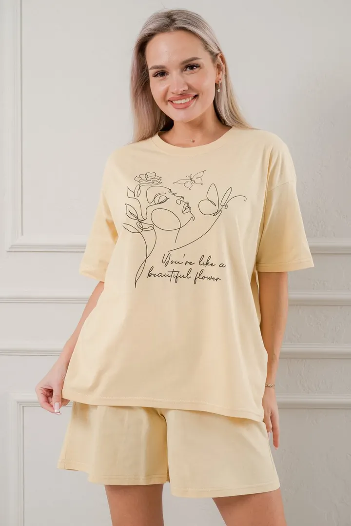 Костюм женский из кулирки Дива крем макси