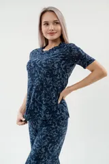 Костюм женский из футболки и брюк из масла Леопард букет — фото 5