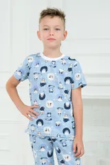 Пижама подростковая из футболки и брюк из кулирки Кошки — фото 2