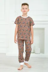 Пижама детская из футболки и брюк из кулирки Коровы — фото 4