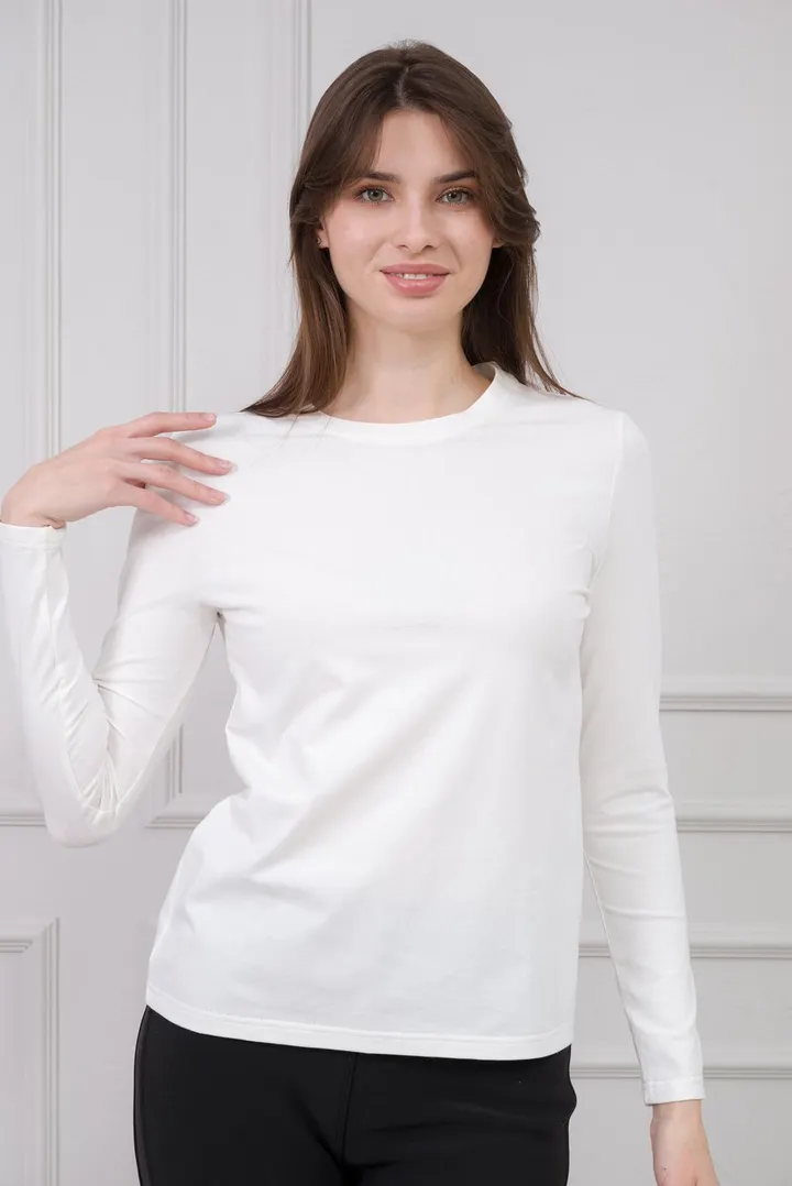 Лонгслив женский из кулирки с лайкрой молоко