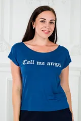 Футболка женская из вискозы Лирика индиго Call me angel — фото 4
