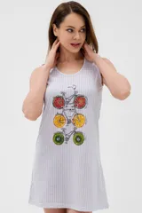 Ночная сорочка из кулирки Fruits&bikes клетка серая — фото 5