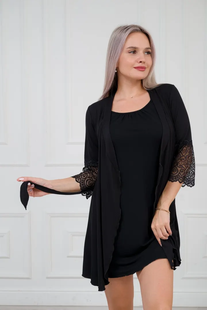 Халат женский из вискозы Адель Нуар черный
