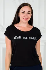 Футболка женская из вискозы Лирика чёрный Call me angel — фото 1