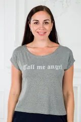 Футболка женская из вискозы Лирика серый меланж Call me angel — фото 2