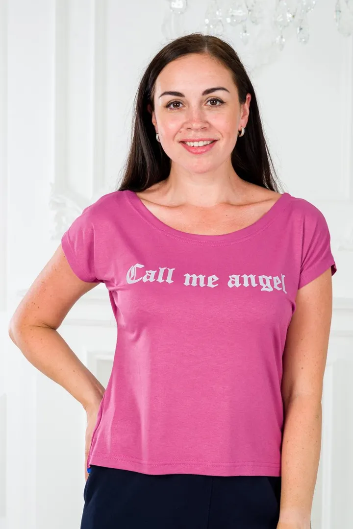 Футболка женская из вискозы Лирика брусника Call me angel