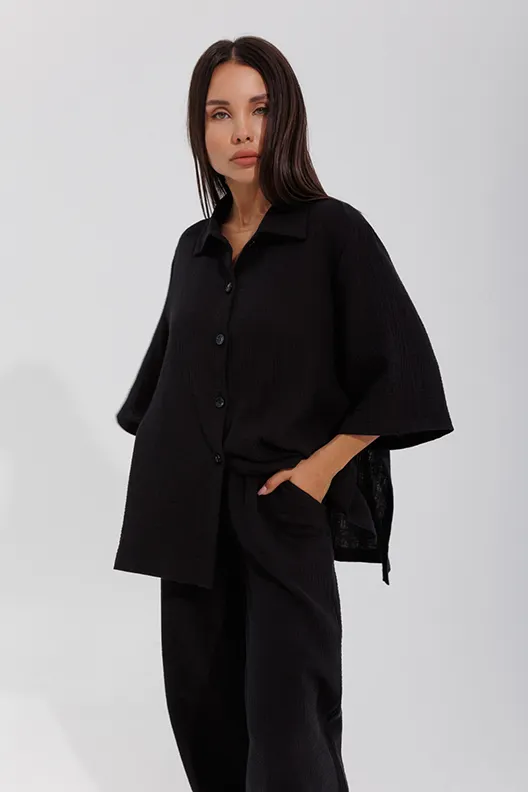 Рубашка женская OVERSIZE с боковыми разрезами