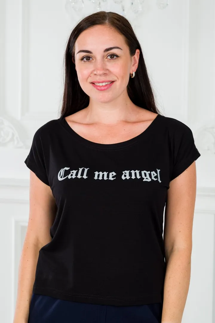 Футболка женская из вискозы Лирика чёрный Call me angel