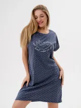 Ночная сорочка из кулирки Котик синий меланж — фото 5