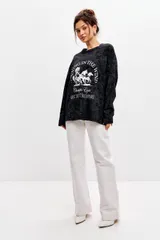 Лонгслив женский из кулирки оверсайз чёрный — фото 2