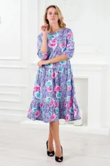 Платье женское из кулирки Амина пион на фиолетовом — фото 5