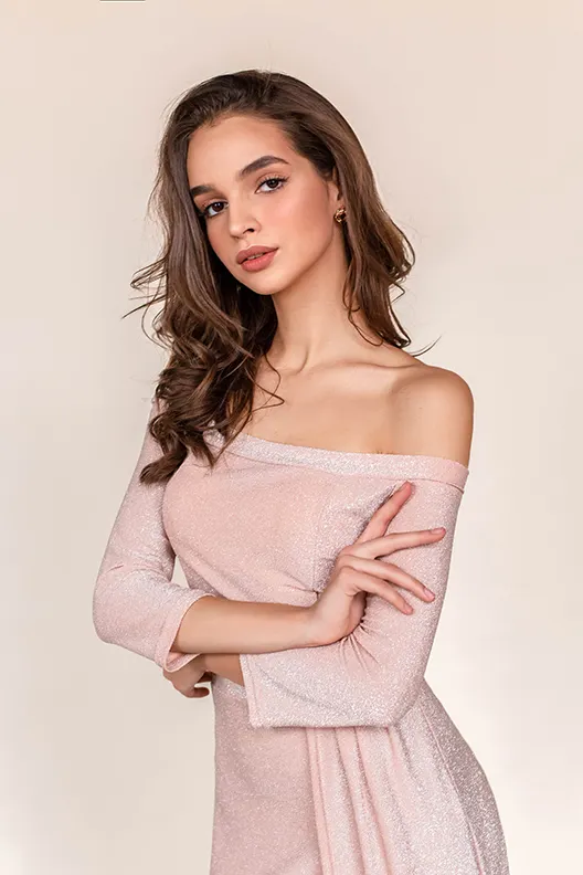 Платье макси с открытыми плечами Lurex
