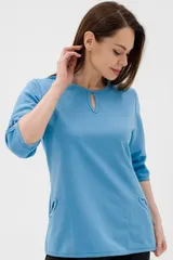 Кофта женская из коттон фита Анфиса небесный — фото 5
