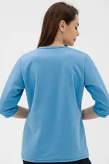 Кофта женская из коттон фита Анфиса небесный — фото 3