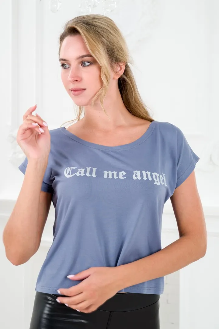 Футболка женская из вискозы Лирика серый Call me angel