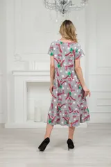 Платье женское из кулирки Кармелита рябина на сером — фото 4