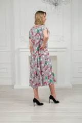 Платье женское из кулирки Кармелита рябина на сером — фото 3