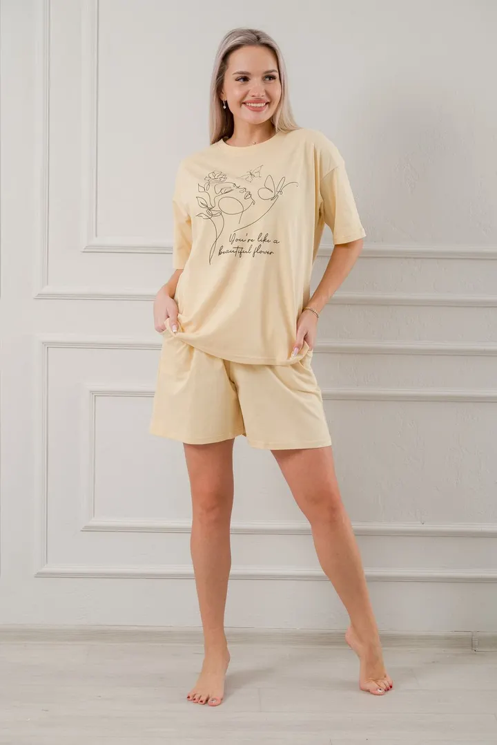 Костюм женский из кулирки Дива крем макси