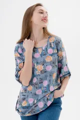 Туника женская из кулирки Полина астра макси — фото 4