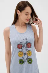 Ночная сорочка из кулирки Fruits&bikes клетка синяя — фото 2