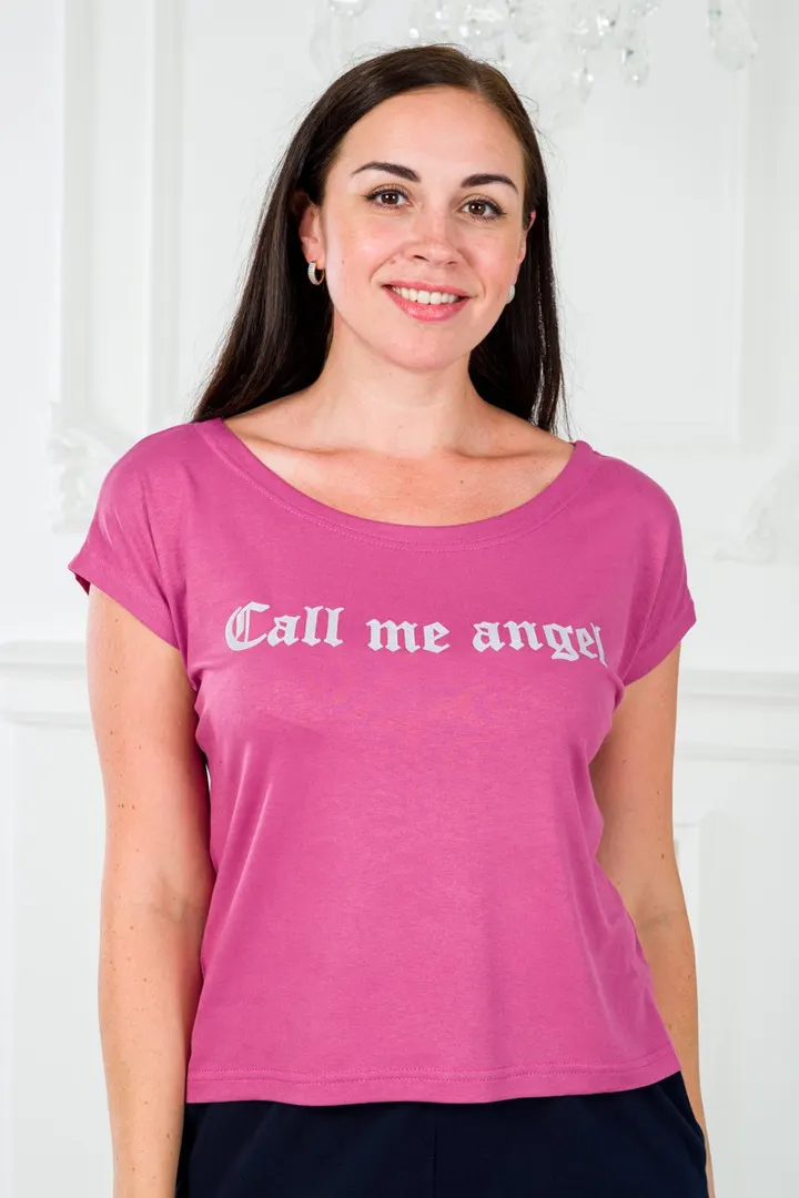 Футболка женская из вискозы Лирика брусника Call me angel