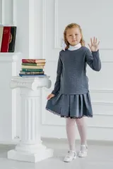 Юбка детская школьная  серая с кружевом Dress Code — фото 1
