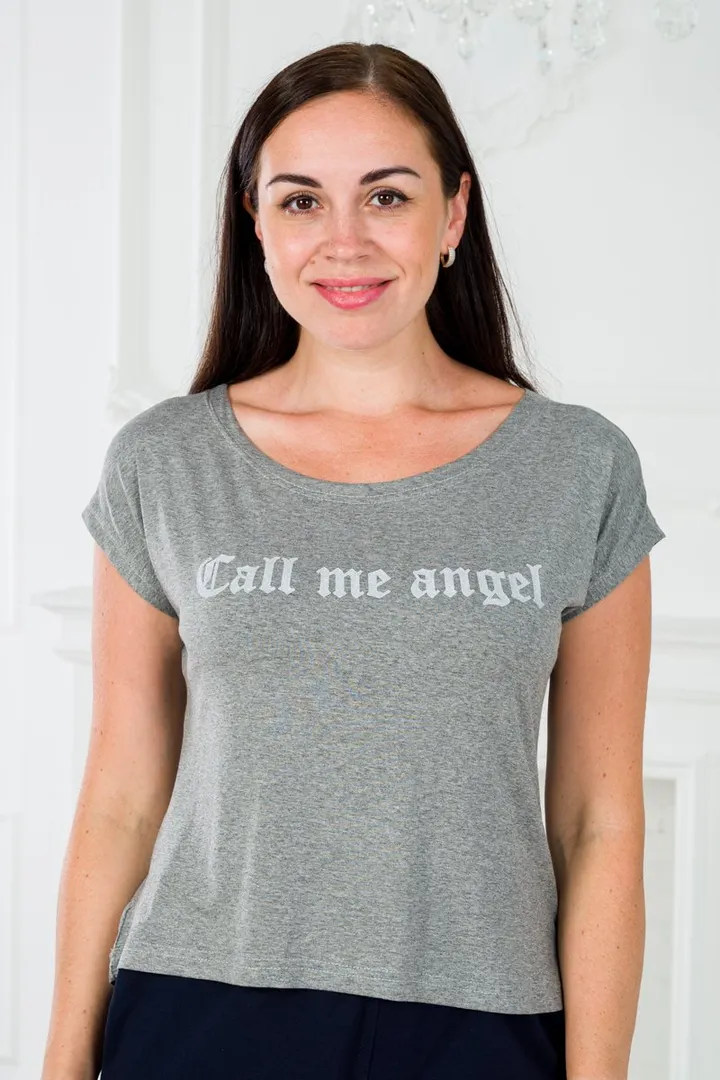 Футболка женская из вискозы Лирика серый меланж Call me angel