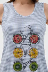 Ночная сорочка из кулирки Fruits&bikes клетка синяя — фото 4