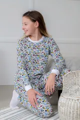 Пижама детская из кулирки пенье на манжетах Дрёма графити — фото 3