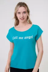 Футболка женская из вискозы Лирика изумруд Call me angel — фото 1