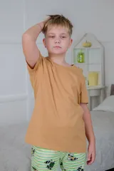 Футболка подростковая из кулирки охра — фото 3