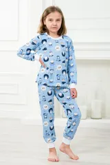 Пижама детская из джемпера и брюк из кулирки Кошки — фото 4
